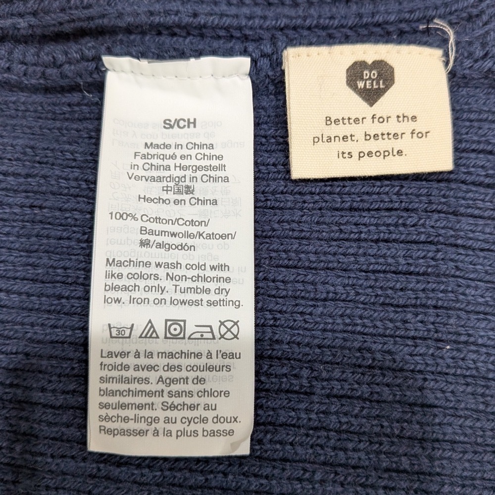 Madewell Womens Nolan Cardigan S Navy Ribbed Open Front Pockets Cotton Classic - Picture 7 of 9